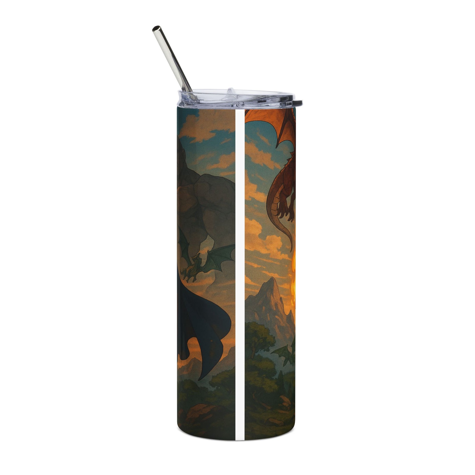Fantasy Dragon Adventure Stainless Steel Tumbler - 20oz, Personalized Drinkware, Gift for Gamers, Travel Cup, Unique Coffee Mug, [...]