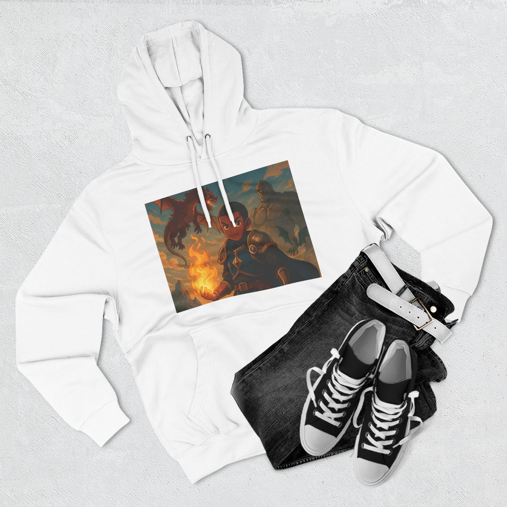 Fantasy Fire-Breathing Dragon Fleece Hoodie, Cozy Fantasy Hoodie for Gamers, Dragon Lover Gift, Adventure Hoodie, Comfy Winter Apparel